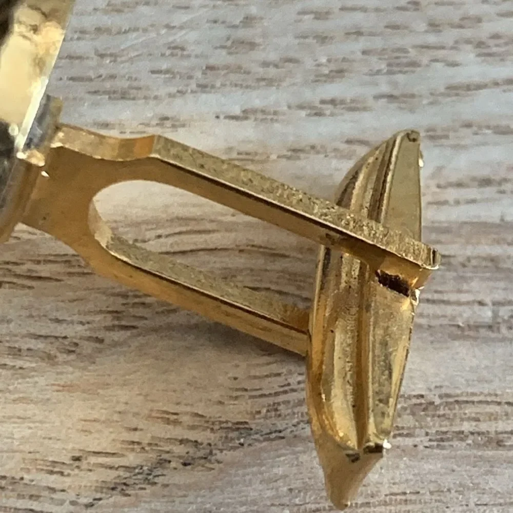 Vintage Equestrian Style Horse & Rider Gold Tone, Red, White‎ & Black Cuff Links